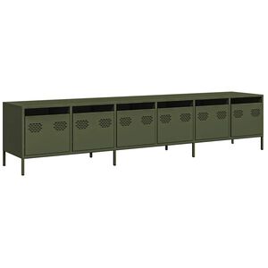 vidaXL M&oacute;vel de TV 202x39x43,5 cm a&ccedil;o laminado a frio verde-azeitona
