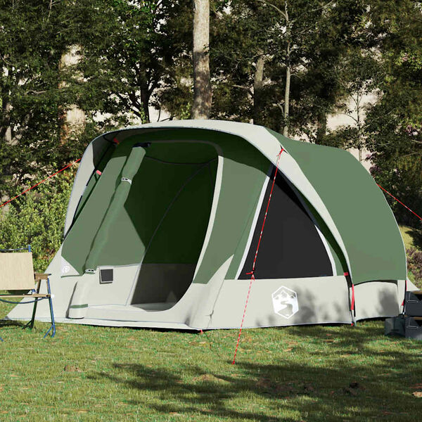 vidaXL Tenda familiar estilo cabana para 6 pessoas imperme&aacute;vel verde
