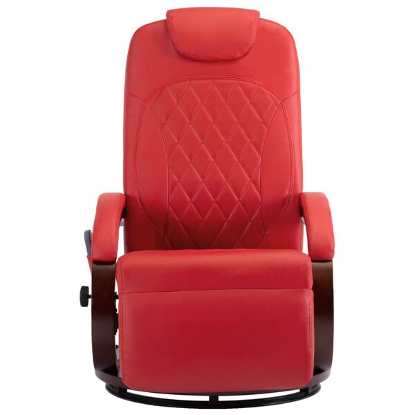 vidaXL Cadeira massagens reclin&aacute;vel TV couro artificial vermelho