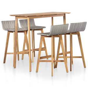 vidaXL 5 pcs conjunto de jantar exterior madeira ac&aacute;cia maci&ccedil;a