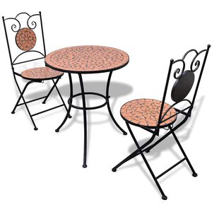 vidaXL Conjunto bistr&ocirc; azulejos de cer&acirc;mica 3 pcs terracota
