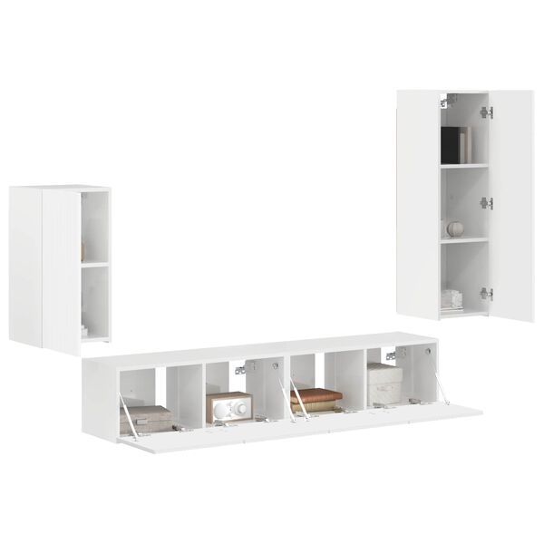vidaXL Conjunto de m&oacute;vel de TV 4 pcs Branco Brilhante