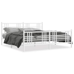 vidaXL Estrutura de cama com cabeceira e p&eacute;s 183x213 cm metal branco