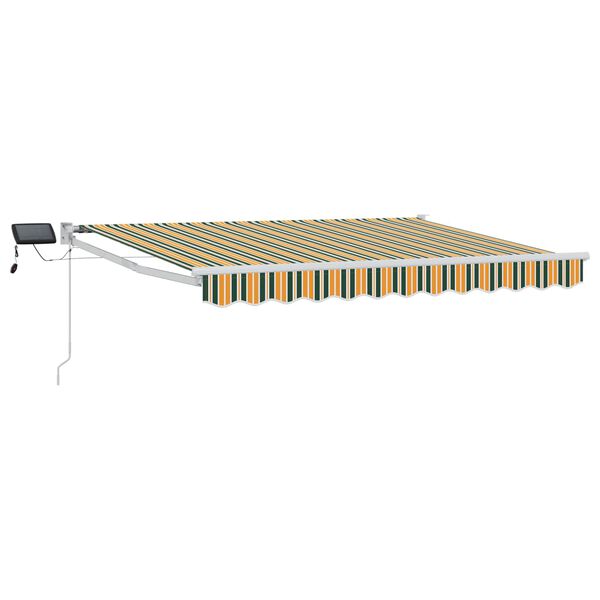 vidaXL Toldo retr&aacute;til manual com LEDs Verde e Amarelo 3,5 x 2,5 m