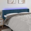 vidaXL Cabeceira cama c/ luzes LED veludo 163x16x78/88 cm azul-escuro
