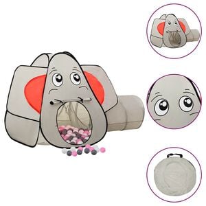vidaXL Tenda de brincar elefante com 250 bolas 174x86x101 cm cinzento