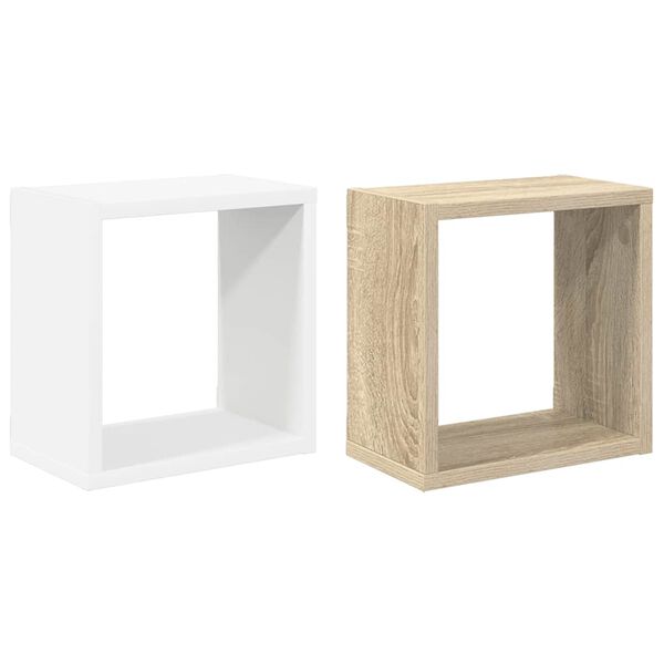 vidaXL Prateleiras parede forma de cubo 2 pcs 26x15x26cm branco/sonoma
