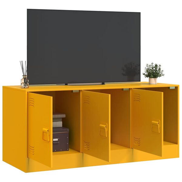 vidaXL M&oacute;vel de TV 99x39x44 cm a&ccedil;o amarelo mostarda