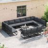 vidaXL Conjunto de Sof&aacute; de Jardim com almofada 13 pcs Preto Alum&iacute;nio