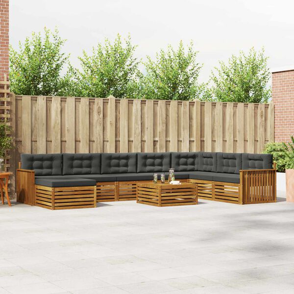 vidaXL Conjuntos de sof&aacute;s com almofada 9 pcs Natural e Antracite