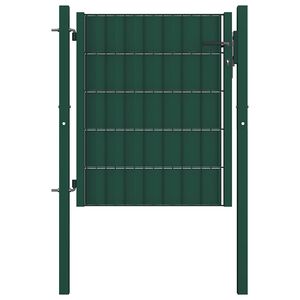 vidaXL Port&atilde;o de cerca em PVC e a&ccedil;o 100x81 cm verde