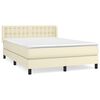 vidaXL Cama com molas/colch&atilde;o 140x190 cm couro artificial cor creme