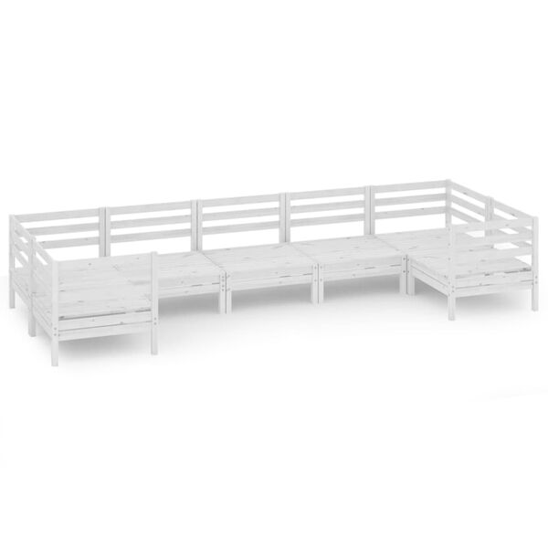 vidaXL 7 pcs conjunto lounge de jardim pinho maci&ccedil;o branco
