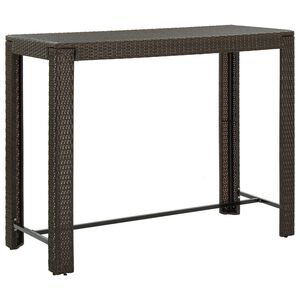 vidaXL Mesa de bar para jardim 140,5x60,5x110,5 cm vime PE castanho