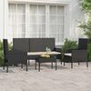 vidaXL 4 pcs conjunto lounge de jardim c/ almofadões vime PE preto