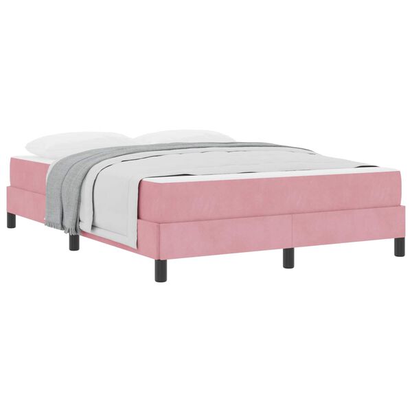 vidaXL Cama Box com colch&atilde;o Rosa 160 x 220 cm tecido