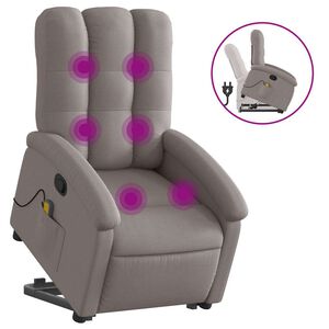 vidaXL Poltrona elevat&oacute;ria de massagens tecido cinzento-acastanhado