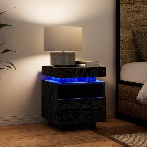 vidaXL Arm&aacute;rio de Cabeceira Carvalho Preto 40 x 39 x 48,5 cm