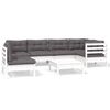 vidaXL 7 pcs conjunto lounge de jardim c/ almofad&otilde;es pinho branco