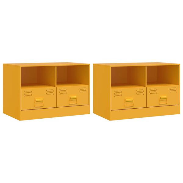 vidaXL M&oacute;veis de TV 2 pcs 67x39x44 cm a&ccedil;o amarelo mostarda