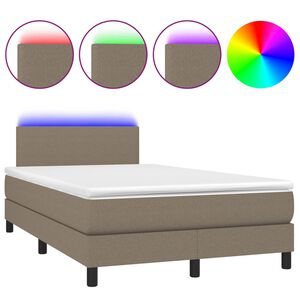 vidaXL Cama box spring colch&atilde;o/LED 120x200cm tecido cinza-acastanhado