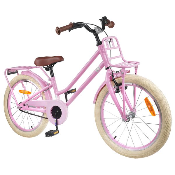 vidaXL Bicicleta Infantil 18 Polegadas para 5-7 anos Rosa Claro