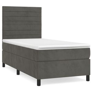 vidaXL Cama com molas/colch&atilde;o 80x200 cm veludo cinza-escuro