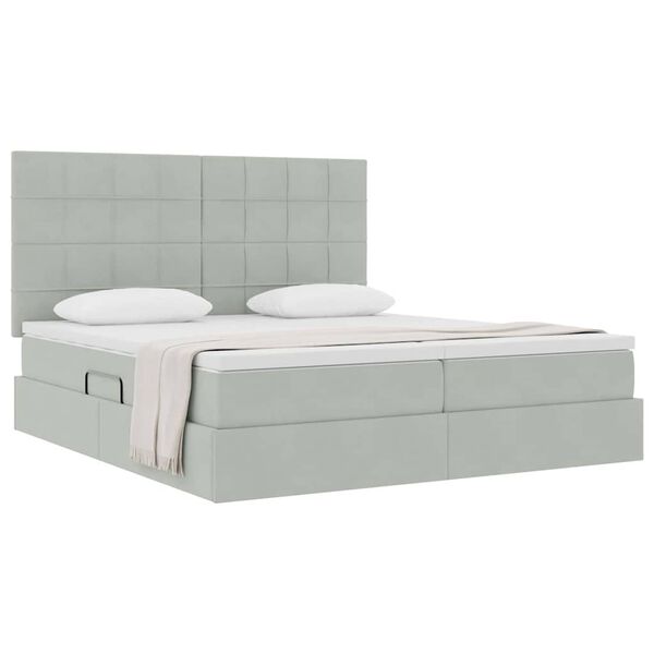 vidaXL Cama com Armazenamento Cinzento-claro 200 x 200 cm Veludo