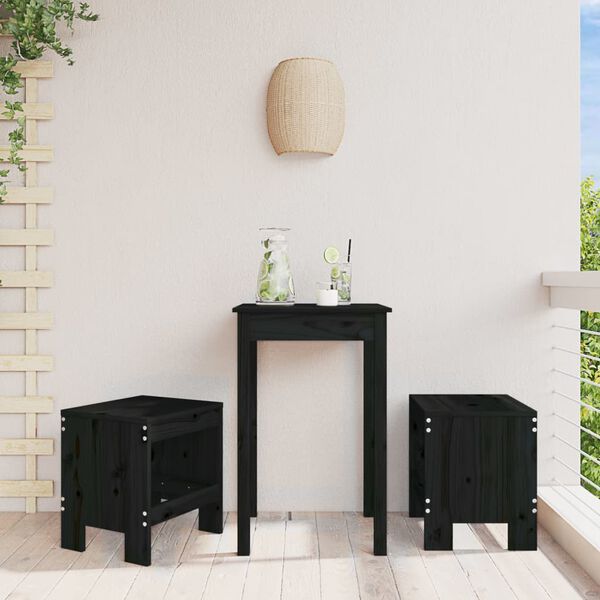 vidaXL Bancos de jardim 2 pcs 40x36x45 cm pinho maciço preto
