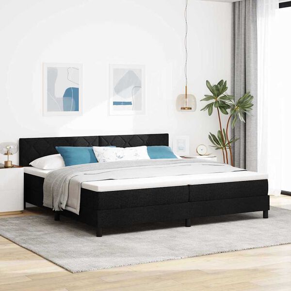 vidaXL Cama Box com colch&atilde;o com cabeceira Preto 200 x 200 cm tecido