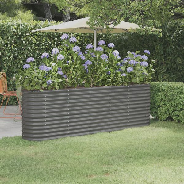 vidaXL Canteiro elevado jardim 224x40x68cm aço galvanizado cinzento