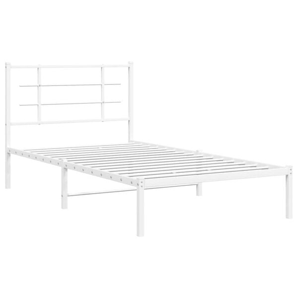 vidaXL Estrutura de cama com cabeceira 100x190 cm metal branco