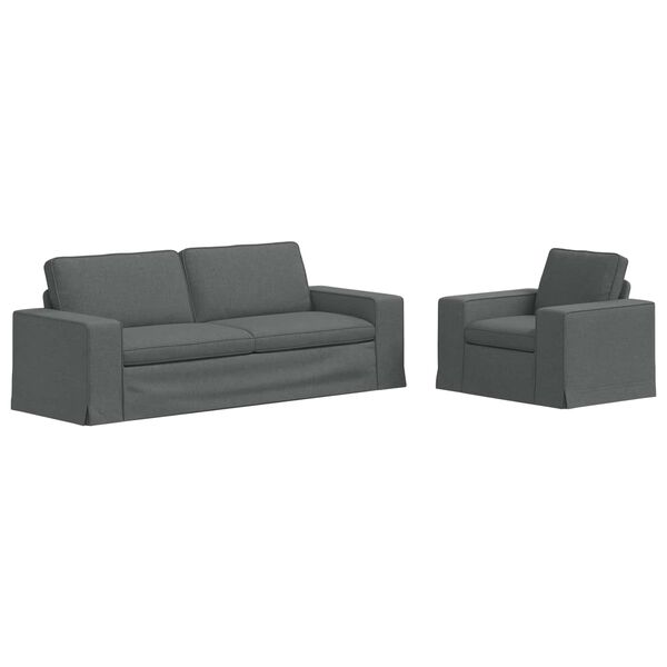 vidaXL Sof&aacute; 2 pcs Cinza Escuro 182 x 80 x 82 cm tecido