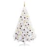 vidaXL Meia &aacute;rvore Natal artificial pr&eacute;-iluminada c/ bolas branco