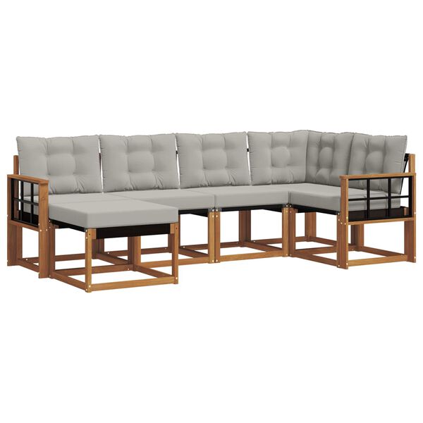 vidaXL Conjunto de Sof&aacute;s para Exterior 6 pcs Cinza Natural e Claro