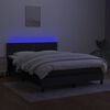 vidaXL Cama box spring c/ colch&atilde;o e LED 140x190 cm tecido preto