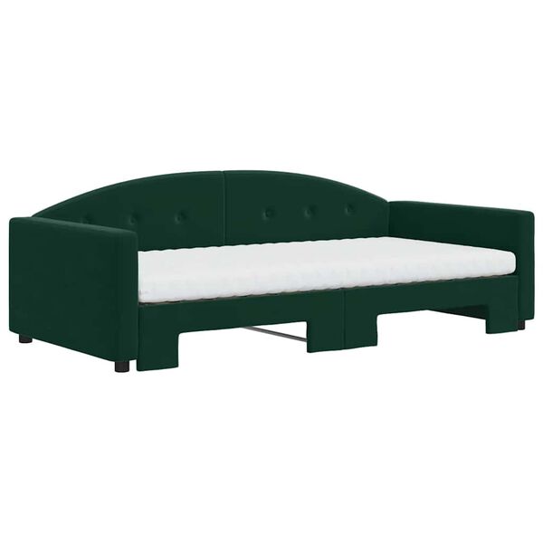 vidaXL Sof&aacute;-cama c/ gavet&atilde;o e colch&otilde;es 100x200cm veludo verde-escuro