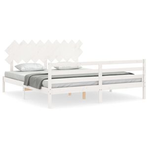 vidaXL Estrutura cama Super King Size c/ cabeceira madeira branco