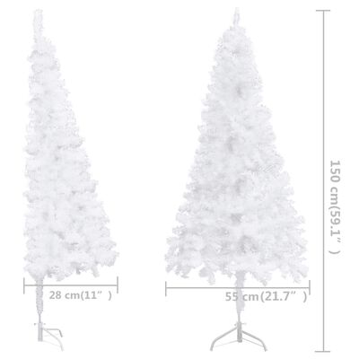 vidaXL Árvore de Natal artificial de canto 150 cm PVC branco