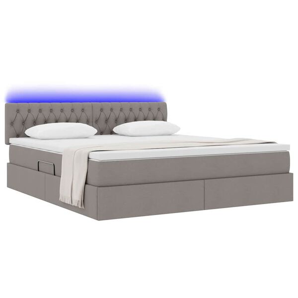 vidaXL Cama com arruma&ccedil;&atilde;o e LED Cinzento-acastanhado 180 x 200 cm