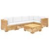 vidaXL 6 pcs conjunto lounge jardim c/ almofad&otilde;es madeira teca maci&ccedil;a