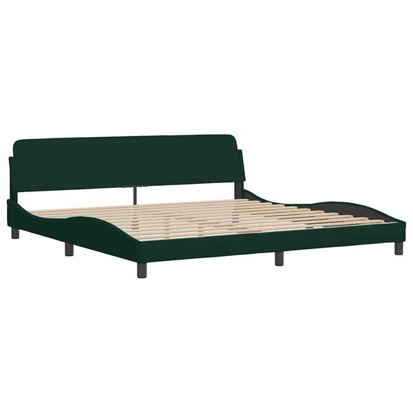 vidaXL Estrutura de cama sem colch&atilde;o 200x200 cm veludo verde-escuro