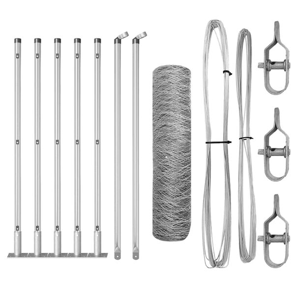 vidaXL Poste de Cerca Prateado 10 x 0,5 m (malha de 50 mm) A&ccedil;o