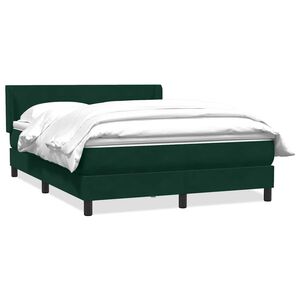 vidaXL Cama box spring com colch&atilde;o 160x210 cm veludo verde escuro