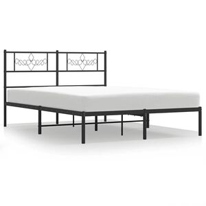 vidaXL Estrutura de cama com cabeceira 135x190 cm metal preto