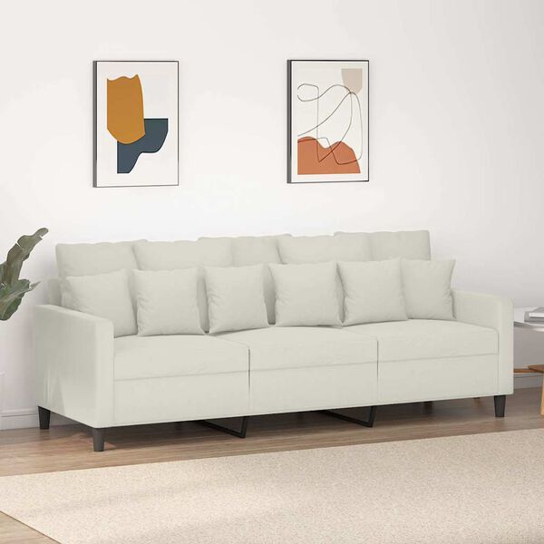 vidaXL Sof&aacute; de 3 lugares 180 cm veludo cor creme