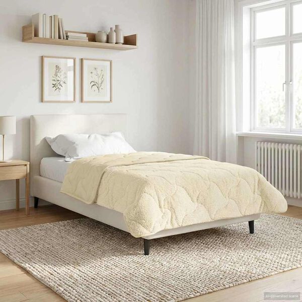vidaXL Edredom de Inverno Colchonete Creme 140 x 200 cm
