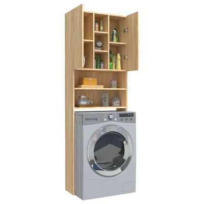 idaXL Armário máquina lavar roupa 64x25,5x190 cm carvalho sonoma