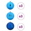vidaXL Conjunto de Bolas de Natal 9 pcs Azul Plástico