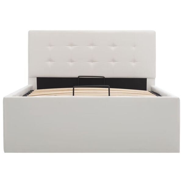 vidaXL Cama hidr&aacute;ulica c/ arruma&ccedil;&atilde;o 90x200cm couro artificial branco